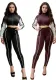 Fashionable Contrast Crop Sports Casual Two Piece Pants Set