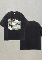 Men's Dark Trendy American Short-Sleeved T-Shirt Oversize Loose Printed Top