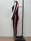 Fashionable Contrast Crop Sports Casual Two Piece Pants Set