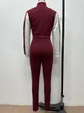 Fashionable Contrast Crop Sports Casual Two Piece Pants Set