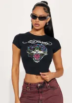 Y2K Trendy Print Round Neck Short-Sleeved T-Shirt