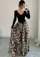 Sexy High Waist Contrast Spring Elegant Leopard Patchwork V-Neck Maxi Dress