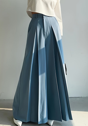 Women Casual Pleated Straight Wide-leg Pants