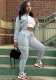Women Casual Brushed Zipper Patchwork Top and Pants Sports Two-Piece Set
