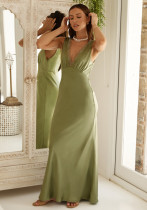 Women Solid V Neck Sexy Lace Dress