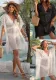 Women Sexy See-Through Lace irregular beach bikini cover-up Lace-Up dress