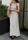 Women retro stripes summer knitting Round Neck sleeveless long dress