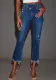 Women Spring Summer Casual Denim Capri Pants