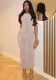 Women Winter Elegant Solid Sleeveless Round Neck Lace-Up Dress