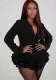 Sexy Solid Color Long Sleeve V-Neck Ruffled Jumpsuit