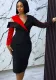 Contrast Color Patchwork V-Neck Bodycon Dress