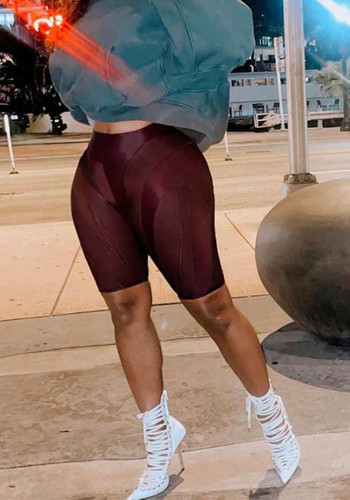 Summer Women Sexy Mesh Patchwork See-Through Tight Fitting Street Trend High Waist Casual Shorts