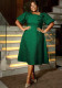 Fashion Puff Sleeve High Waist Plus Size Party Dress