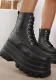 Plus Size Thick Sole Casual Solid Color Leather Boots British Style Retro Fashion Martin Boots