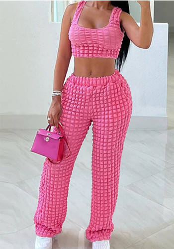 Plus Size Women Suspender Top and Pants Two Piece Set