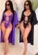 Women solid sexy bikini one-piece swimsuit + jacket