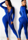 Women Sexy V-neck Chain Cross Lace Up Jumpsuit