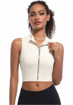 Women Sleeveless Zipper Casual Sports Yoga Top