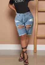 Women Ripped Tassel Casual Denim Shorts
