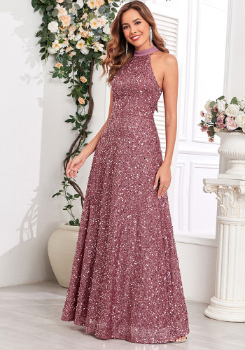 Women Sleeveless Suspender Sequin Lace Prom Dress Bridesmaid Dress