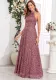 Women Sleeveless Suspender Sequin Lace Prom Dress Bridesmaid Dress