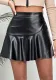 Women ruffle irregular Pu-Leather skirt