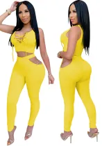 Women Hollow Lace Sexy Top and Pants Two Piece Set