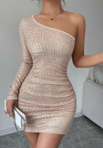 Women Sexy Elegant Off-shoulder Sequin Dress