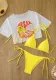Sexy Bikini Sunscreen Short Sleeve T-Shirt Three-Piece Swimsuit