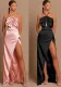 Halter Strap Hollow Slit Satin Long Dress Dress