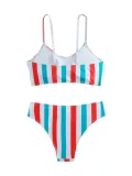 Striped High Waist Bow Women's Bikini Two Pieces Swimsuit