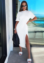 Women Casual Slit Round Neck Dress