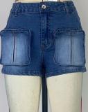 Women's Cargo Pocket Sexy Tight Slim Denim Shorts