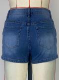 Women's Cargo Pocket Sexy Tight Slim Denim Shorts