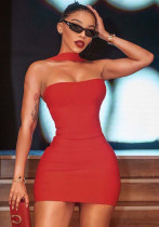 Women Spring Solid Strapless Dress