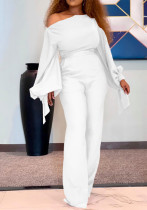 Plus size Women off-shoulder casual wide-leg jumpsuit