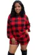 Women Plaid Printed Long Sleeve Top and shorts two-piece set
