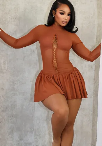 Women sexy see-through hollow bodycon dress
