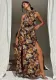 Spring Women's Fashion Print Sexy High Slit Long Dress
