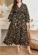 Plus Size Elastic Waist Feather Print Women's Dress