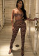 Women Leopard Print Sexy Hollow Crop Jumpsuit