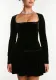 Autumn And Winter Women's Velvet Slim Long Sleeve Ruffle Dress