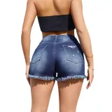 Women Tassel Ripped Denim Shorts