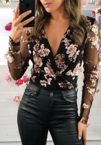 Women Mesh Sequin Bodysuit