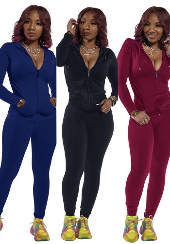 Women casual long-sleeved Top and long pants two-piece set