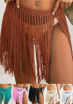 Women Lace-Up beach bikini tassel skirt