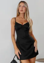 Women spring sexy lace patchwork suspender dress