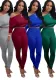 Women sexy Slash Shoulder T-shirt and Pants Casual two-piece set