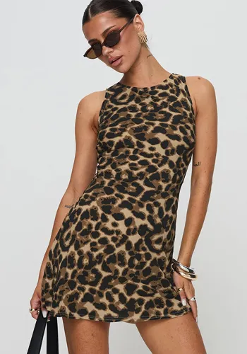 Women spring sexy vest leopard print dress