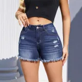 Women Tassel Ripped Denim Shorts